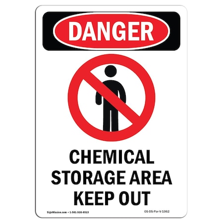 Signmission Safety Sign, OSHA Danger, 14" Height, Chemical Storage Area, Portrait, D-1014-V-1062 OS-DS-D-1014-V-1062